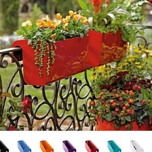 New In Box Red Metal Balcony Planter Box